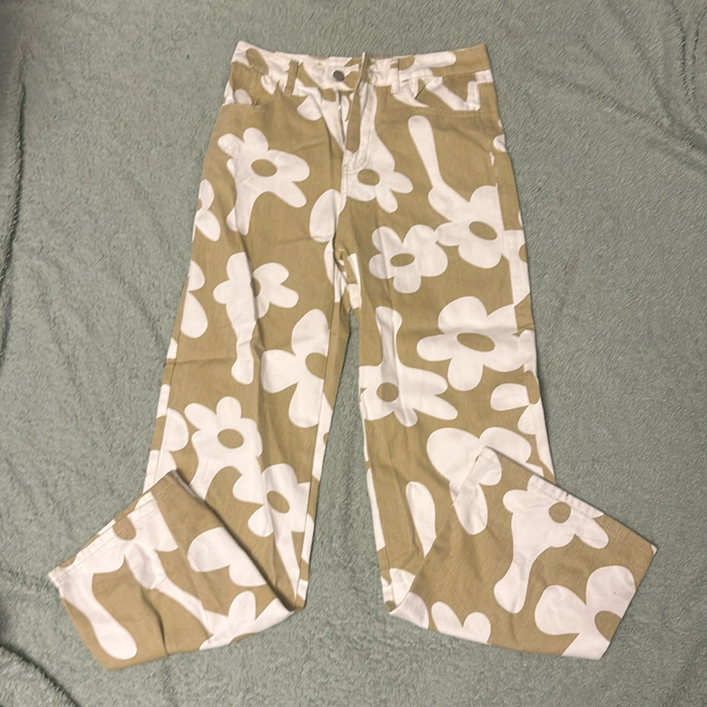 Fun Flower Design Denim Jeans